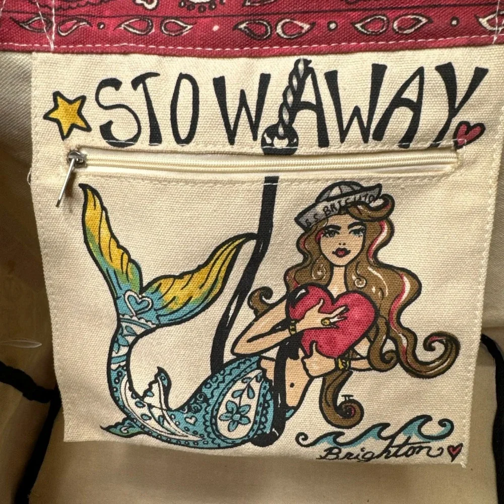 Brighton Canvas Tote Seas The Day Large Nautical Beach Bag Travel Shoulder Bag - Picture 10 of 14